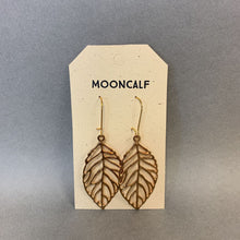 Load image into Gallery viewer, Mooncalf Handmade Goldtone Leaf Filigree Earrings
