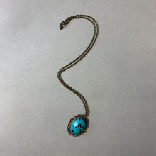 Load image into Gallery viewer, Mooncalf Handmade Brass Faux Turquoise Pendant on Chain
