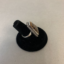 Load image into Gallery viewer, Silver Plated Bronzite Ring sz 6 (Adjustable)
