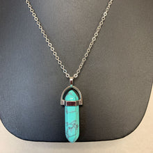 Load image into Gallery viewer, Mooncalf Handmade Silvertone Faux Turquoise Necklace
