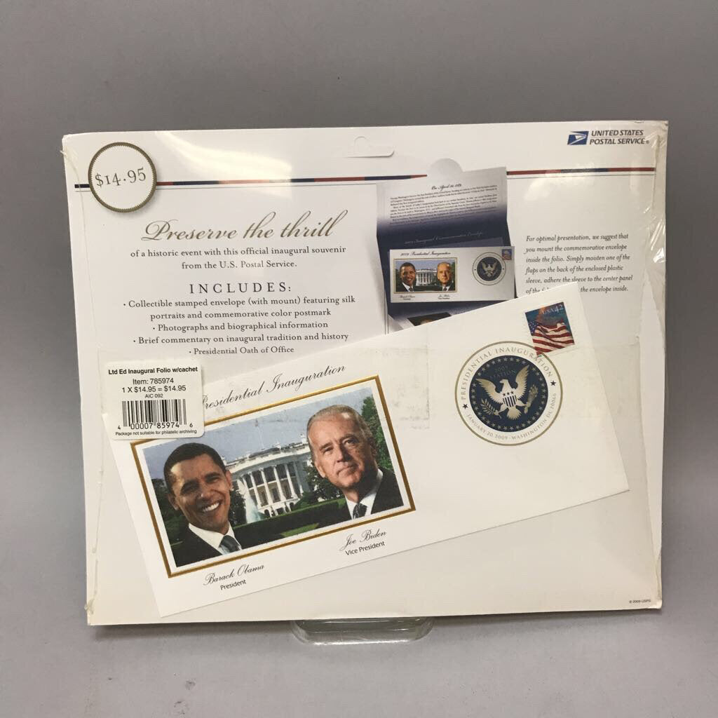 2009 USPS Inauguration Day Obama Biden Commemorative Souvenir Sealed (11.5)