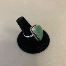 Load image into Gallery viewer, Silver Plated Jade Ring sz 10/Adjustable
