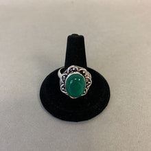 Load image into Gallery viewer, Silver Plated Green Dyed Quartz Ring sz 11
