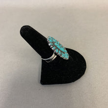 Load image into Gallery viewer, Mooncalf Handmade Silvertone Faux Turquoise Statement Ring (Adjustable)
