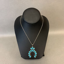 Load image into Gallery viewer, Mooncalf Handmade Faux Turquoise Squash Blossom Pendant on Chain
