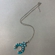 Load image into Gallery viewer, Mooncalf Handmade Faux Turquoise Squash Blossom Pendant on Chain
