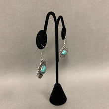 Load image into Gallery viewer, Mooncalf Handmade Silvertone Faux Turquoise Earrings
