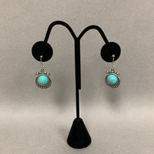 Load image into Gallery viewer, Mooncalf Handmade Silvertone Faux Turquoise Earrings
