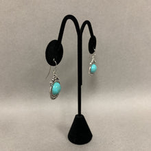 Load image into Gallery viewer, Mooncalf Handmade Silvertone Faux Turquoise Earrings
