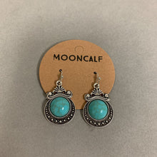 Load image into Gallery viewer, Mooncalf Handmade Silvertone Faux Turquoise Earrings
