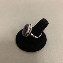 Load image into Gallery viewer, Silver Plated Amethyst Ring sz 7 (Adjustable)
