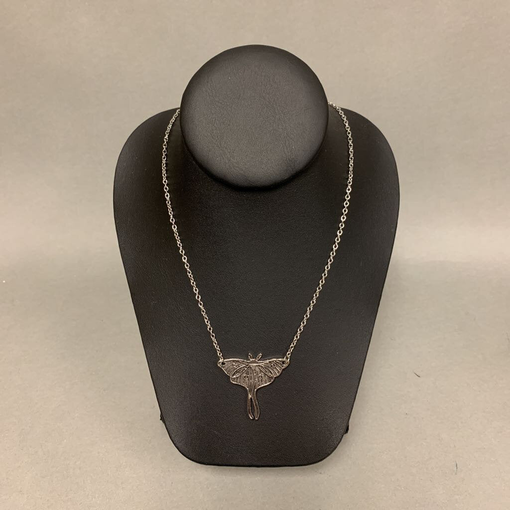 Mooncalf Handmade Silvertone Luna Moth Necklace