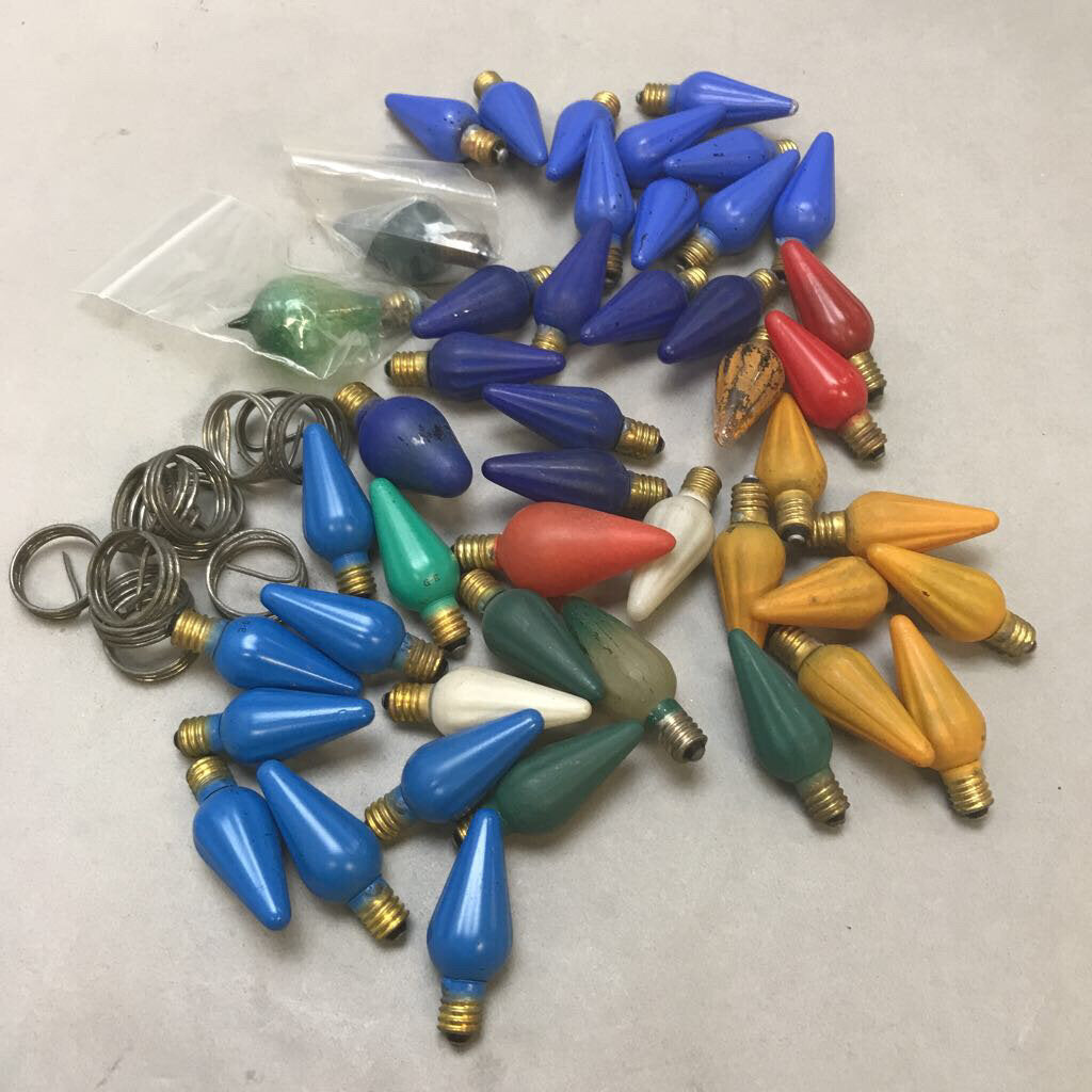 Vintage Collectible Christmas Light Bulbs Mixed Colors (44pcs)