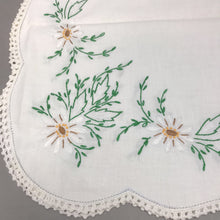 Load image into Gallery viewer, Vintage White Floral Embroidered Small Table Cloth 32x36)
