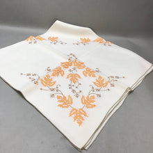 Load image into Gallery viewer, Vintage Embroidered Orange &amp; Brown Tablecloth (48x48)(As Is)
