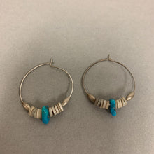 Load image into Gallery viewer, Sterling Shell Turquoise Bead Hoop Earrings
