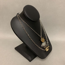 Load image into Gallery viewer, Vintage Two Tone Articulated Owl Pendant on Double Chain Necklace
