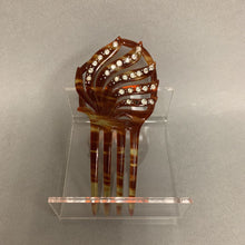 Load image into Gallery viewer, Vintage Art Deco Celluloid Tortoise Clear Rhinestone Hair Comb (As-Is)(4.5&quot;)
