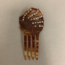 Load image into Gallery viewer, Vintage Art Deco Celluloid Tortoise Clear Rhinestone Hair Comb (As-Is)(4.5&quot;)

