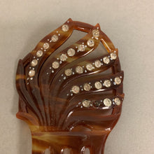 Load image into Gallery viewer, Vintage Art Deco Celluloid Tortoise Clear Rhinestone Hair Comb (As-Is)(4.5&quot;)
