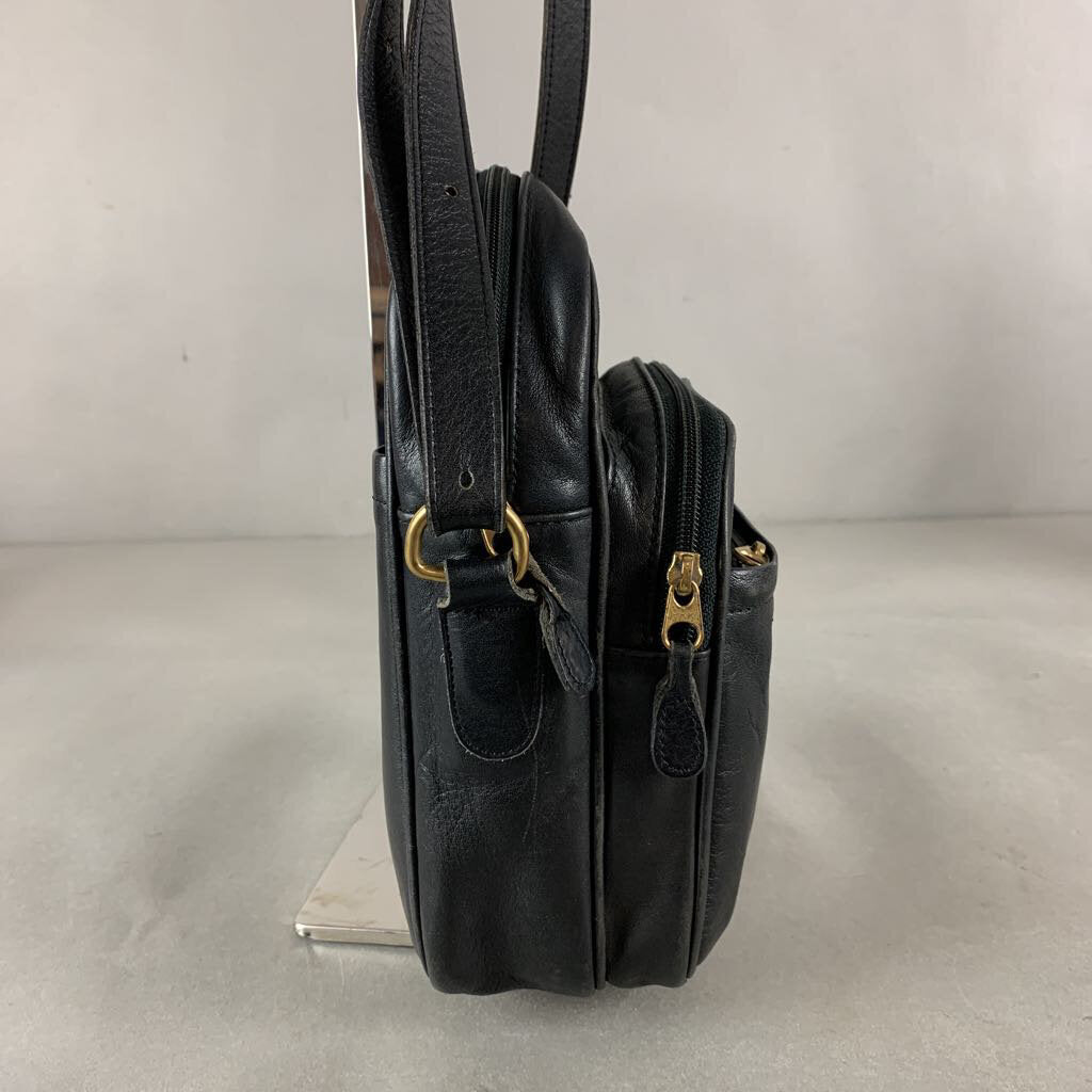 Coach Black Leather Flight Crossbody Bag Purse (9x7x4