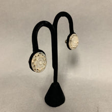 Load image into Gallery viewer, Vintage Carved Floral Mother of Pearl Sterling Screw Back Earrings
