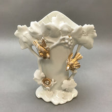 Load image into Gallery viewer, Belgium Glazed White Porcelain Gold Leaf Vintage Vase As Is (9.5&quot;)
