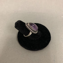 Load image into Gallery viewer, Silver Plated Amethyst Teardrop Ring sz 5
