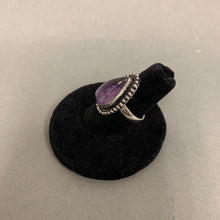 Load image into Gallery viewer, Silver Plated Amethyst Teardrop Ring sz 5
