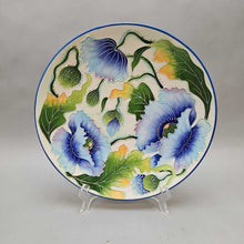 Load image into Gallery viewer, J McCall Blue Sky Cloisonne-Style Plate, Blue Green Floral (11.5&quot;)
