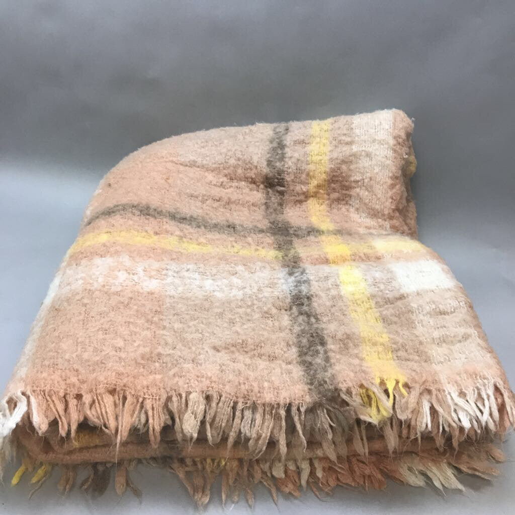 Nido Notte Italia Plaid Oversized Throw Blanket Fringe Thick Soft Made In Italy (90x80)