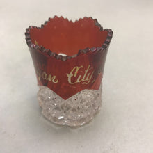 Load image into Gallery viewer, Vintage Ruby Red Flash Souvenir of Michigan City, Ind. Small Glass (2&quot;)
