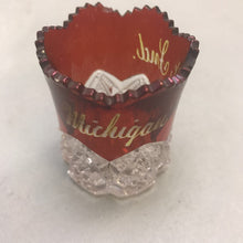 Load image into Gallery viewer, Vintage Ruby Red Flash Souvenir of Michigan City, Ind. Small Glass (2&quot;)
