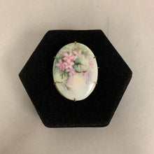 Load image into Gallery viewer, Vintage Handpainted Floral Porcelain Brooch Pin (2&quot;)
