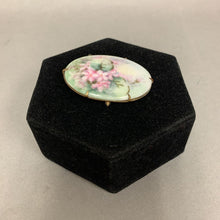 Load image into Gallery viewer, Vintage Handpainted Floral Porcelain Brooch Pin (2&quot;)
