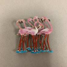 Load image into Gallery viewer, Zarah Enamel 3D Flamingo Flock Brooch Pin (2&quot;)
