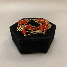 Load image into Gallery viewer, Pilgrim Danish Design Goldtone Orange Crystal Layered Beaded Chain Bracelet (8.5&quot;)
