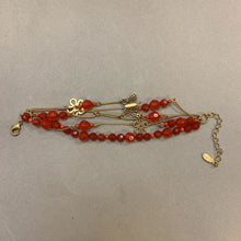 Load image into Gallery viewer, Pilgrim Danish Design Goldtone Orange Crystal Layered Beaded Chain Bracelet (8.5&quot;)
