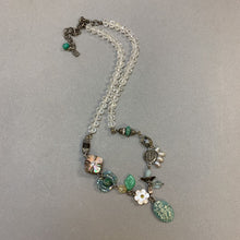 Load image into Gallery viewer, Faceted Clear Crystal Bead Vintage Charm Assemblage Necklace (20&quot;)
