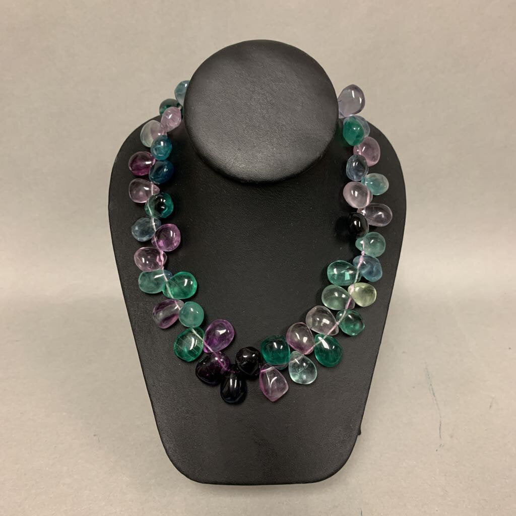 Flourite Teardrop Beaded Necklace (17