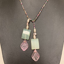 Load image into Gallery viewer, Rose Quartz Jade Freshwater Pearl Seed Bead Wrap Necklace (18")
