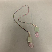 Load image into Gallery viewer, Rose Quartz Jade Freshwater Pearl Seed Bead Wrap Necklace (18")
