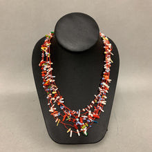Load image into Gallery viewer, Rainbow Dyed Coral Layered Thread Necklace (24")
