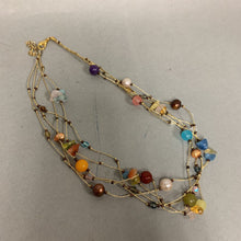 Load image into Gallery viewer, Multi-Gemstone Beads &amp; Pearls on Layered Gold Thread Necklace (18")
