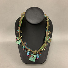 Load image into Gallery viewer, Czech Glass Bead Textile Dyed Carved Bone Vine Necklace (40&quot;)
