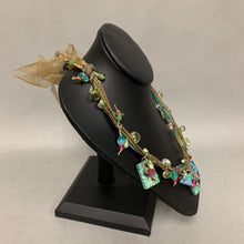 Load image into Gallery viewer, Czech Glass Bead Textile Dyed Carved Bone Vine Necklace (40")

