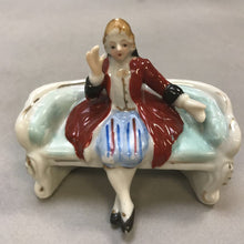 Load image into Gallery viewer, Vintage Mid Century Hand Painted Porcelain Man on Sofa Colonial (3x4)
