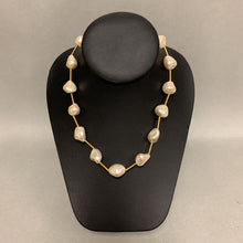 Load image into Gallery viewer, Judith Woracek Mullen Goldtone Baroque Pearl Station Necklace Signed (16")

