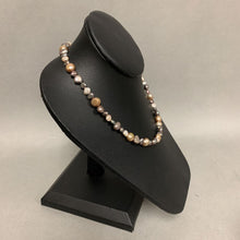 Load image into Gallery viewer, White Tan &amp; Gray Freshwater Pearl Toggle Necklace (17&quot;)
