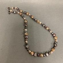 Load image into Gallery viewer, White Tan &amp; Gray Freshwater Pearl Toggle Necklace (17&quot;)
